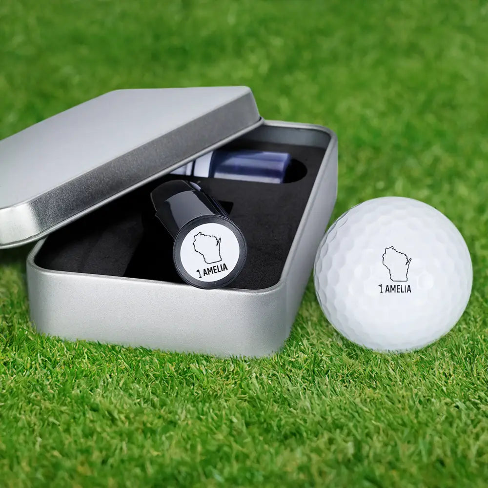 Happy,Sport Dad,Golf,Gift For Father,Gift For Men - Golf Makes Me Happy - Personalized Golf Ball Stamp With Metal Storage Box