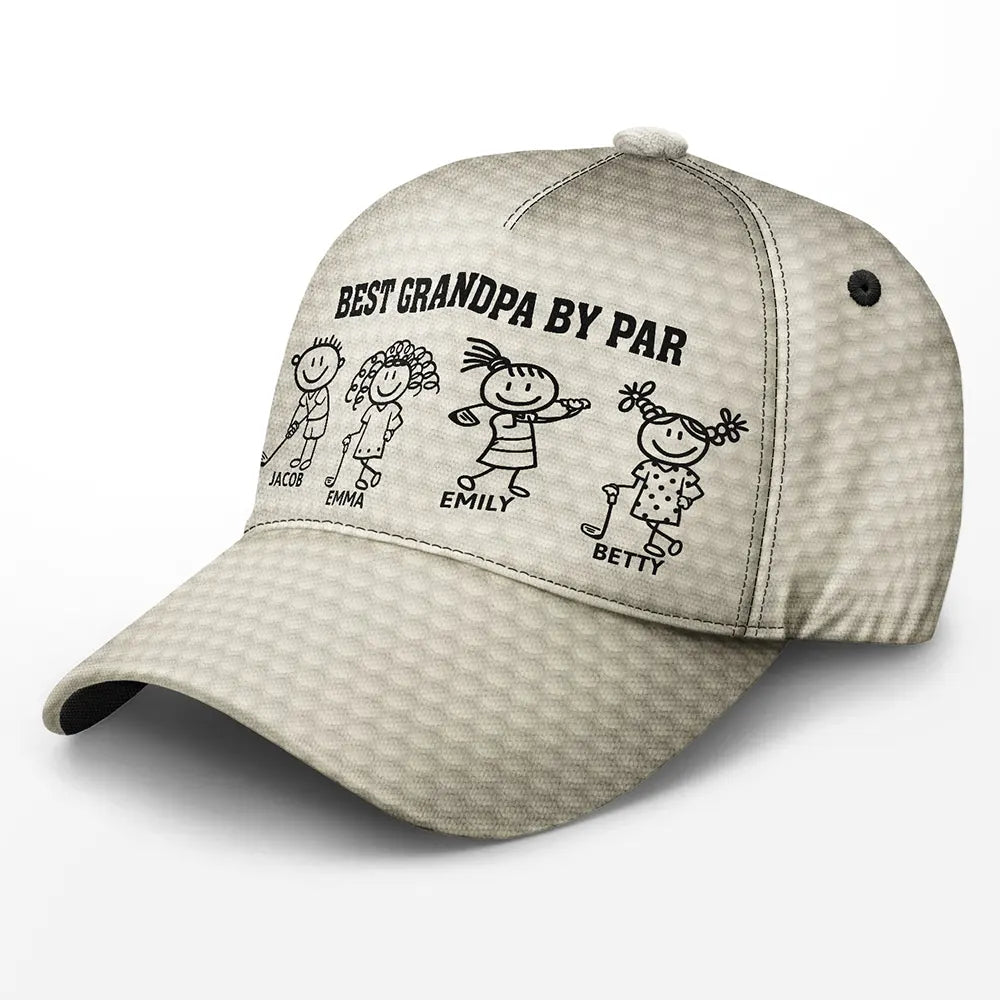 Gift For Grandpa,Gift For Father,Golf,Non-Eng,Icon,Proud - Golf Stick Figure Best Dad Grandpa By Par - Personalized Classic Cap