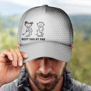 Gift For Grandpa,Gift For Father,Golf,Non-Eng,Icon,Proud - Golf Stick Figure Best Dad Grandpa By Par - Personalized Classic Cap