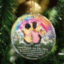 Gift For Bestie,Gift For Sisters,Love,Christmas - Good Friends Are Like Stars - Personalized Circle Glass Ornament