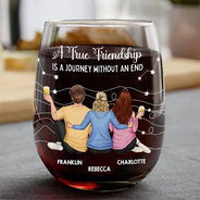 Gift For Bestie,Gift For Sisters,Happy,Old Best friends - Good Friends Are Like Stars - Personalized Stemless Wine Glass