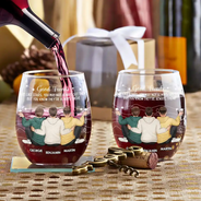 Gift For Bestie,Gift For Sisters,Happy,Old Best friends - Good Friends Are Like Stars - Personalized Stemless Wine Glass