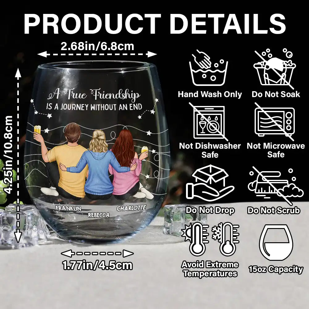 Gift For Bestie,Gift For Sisters,Happy,Old Best friends - Good Friends Are Like Stars - Personalized Stemless Wine Glass