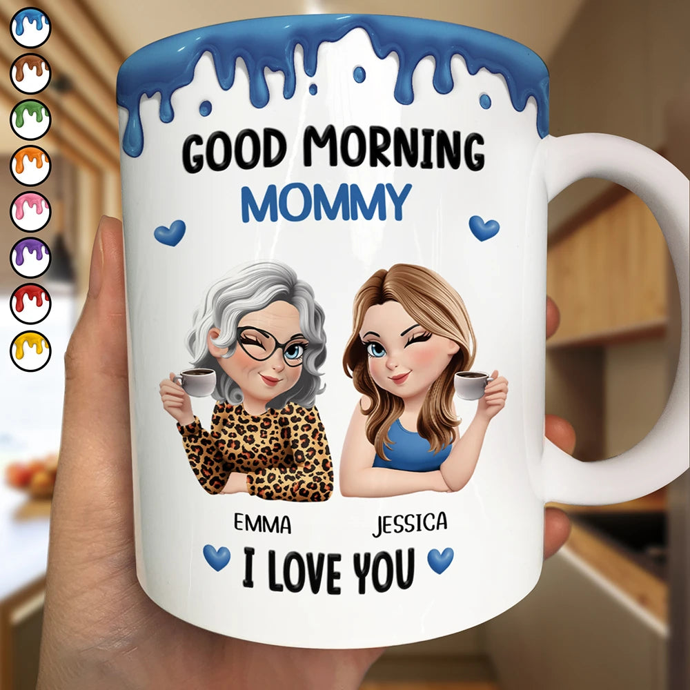 Good Morning Mom I Love You - Personalized White Edge-to-Edge Mug
