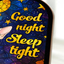 Christmas,Cat Mom,Cat Dad,Funny,Cat Lovers - Good Night Sleep Tight Peeking Cat - Personalized Plug-in Night Light