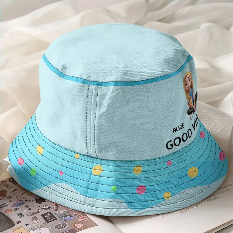 Gift For Yourself,Gift For Women,Gift For Kids,Happy - Good Vibes Only - Personalized Bucket Hat