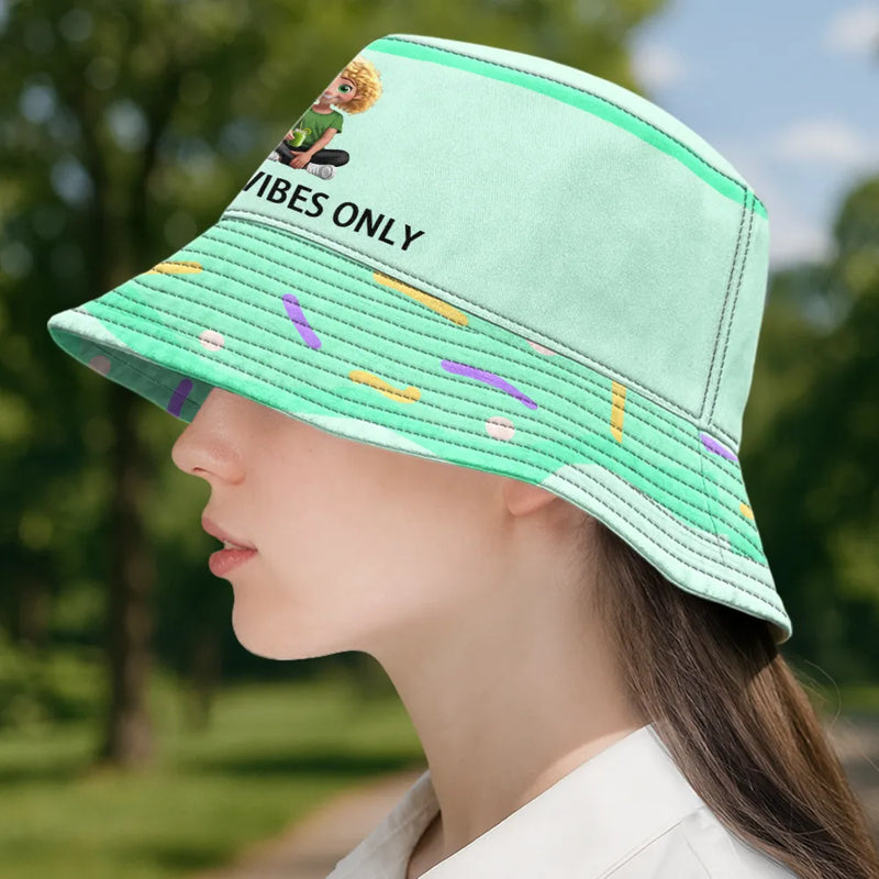 Gift For Yourself,Gift For Women,Gift For Kids,Happy - Good Vibes Only - Personalized Bucket Hat