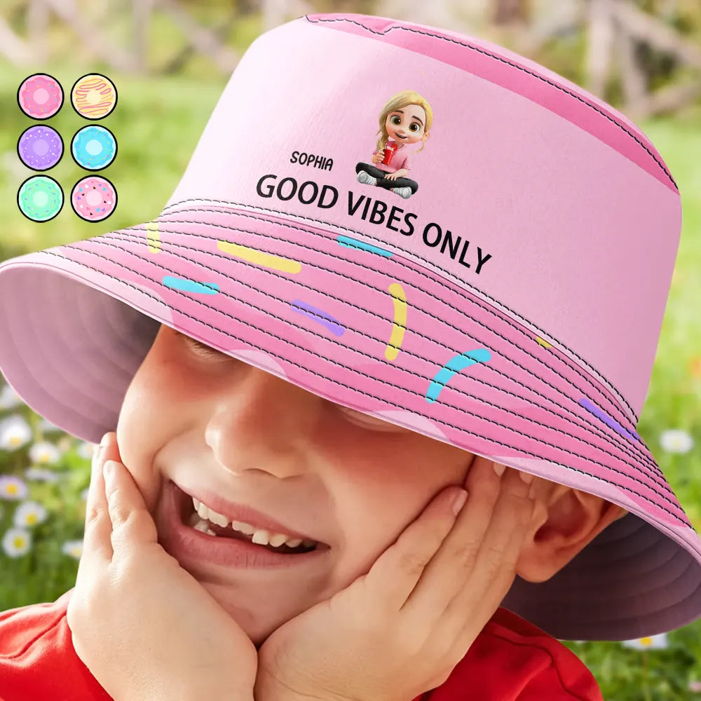 Gift For Yourself,Gift For Women,Gift For Kids,Happy - Good Vibes Only - Personalized Bucket Hat