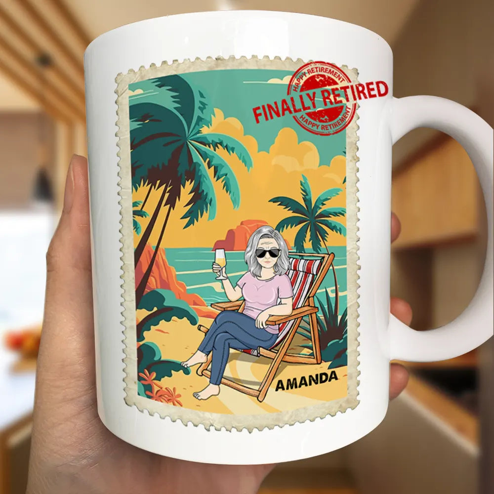 Gift For Men,Retirement,Gift For Husband,Gift For Grandpa,Beach,Summer,Gift For Women,Happy,Gift For Wife,Gift For Grandma - Goodbye Tension Hello Pension - Personalized Mug