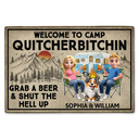 Gift For Couples,Gift For Wife,Gift For Husband,Gift For Boyfriend,Gift For Girlfriend,Camping,Funny,Campsite,Pet Lovers,Cat Lovers,Dog Lovers,Couple's Hobby - Grab A Beer And Shut The Hell Up Camping - Personalized Doormat