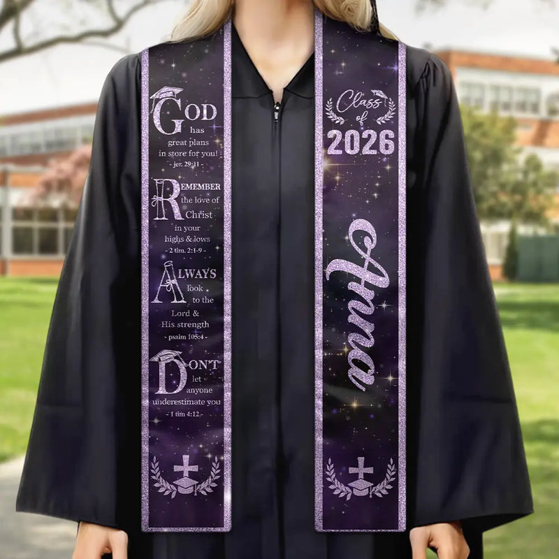 Graduation,Happy,Gift For Yourself,Gift For Women,Gift For Men,Gift For Daughter,Gift For Son,Gift For Bestie - Grad With Words Of Faith And Strength - Personalized Stoles