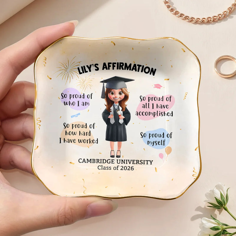 Graduation,Gift For Bestie,Gift For Yourself,Gift For Girlfriend,Happy - Graduation Affirmation - Personalized Ring Dish