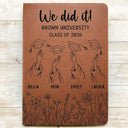 Icon,Gift For Bestie,Graduation,Happy - Graduation Cap Toss Celebration - Personalized Leather Journal