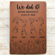 Icon,Gift For Bestie,Graduation,Happy - Graduation Cap Toss Celebration - Personalized Leather Journal
