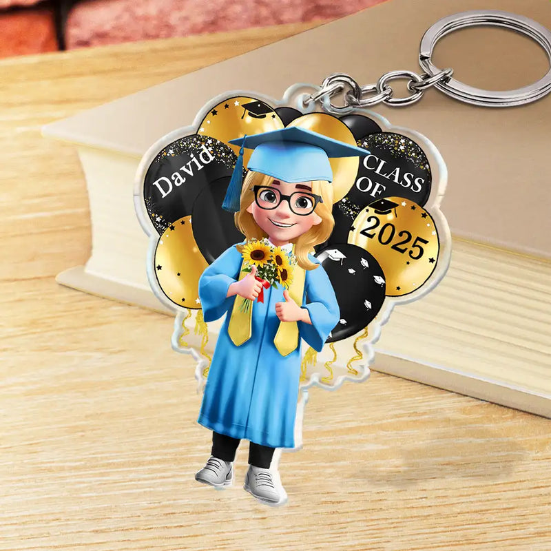 Graduation - Graduation Celebration Balloons Cute 3D Effect - Personalized Acrylic Keychain
