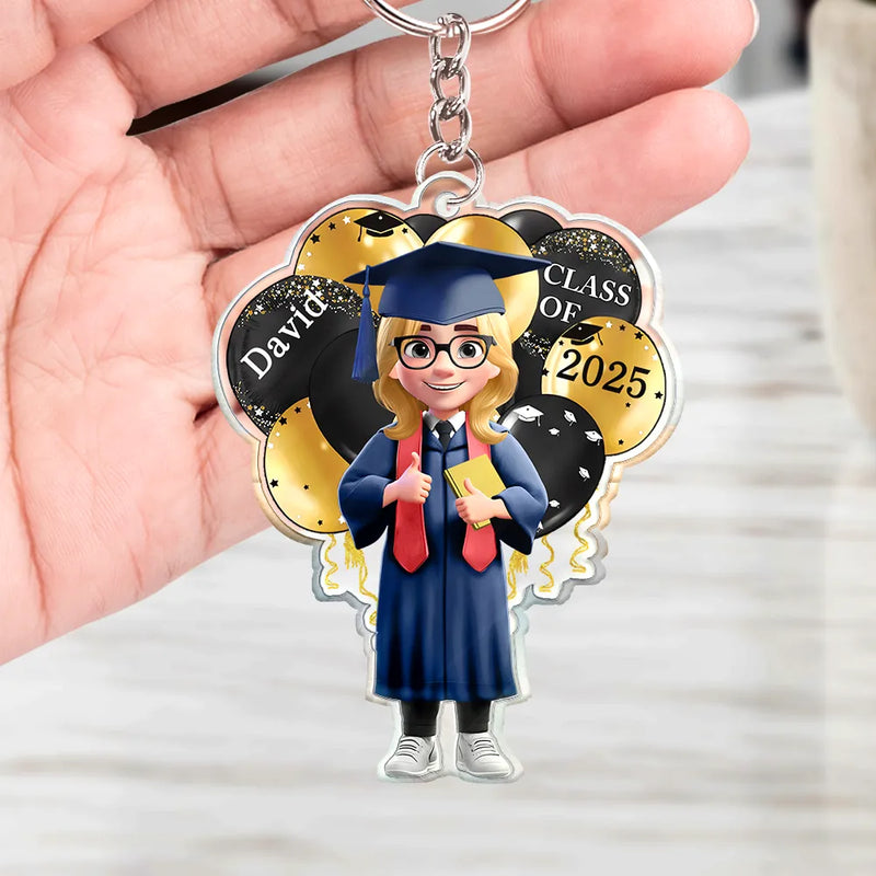 Graduation - Graduation Celebration Balloons Cute 3D Effect - Personalized Acrylic Keychain

