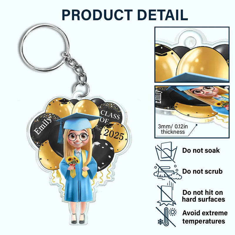 Graduation - Graduation Celebration Balloons Cute 3D Effect - Personalized Acrylic Keychain
