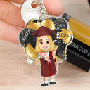 Graduation,Happy - Graduation Celebration Balloons Cute Flat Art - Personalized Acrylic Keychain