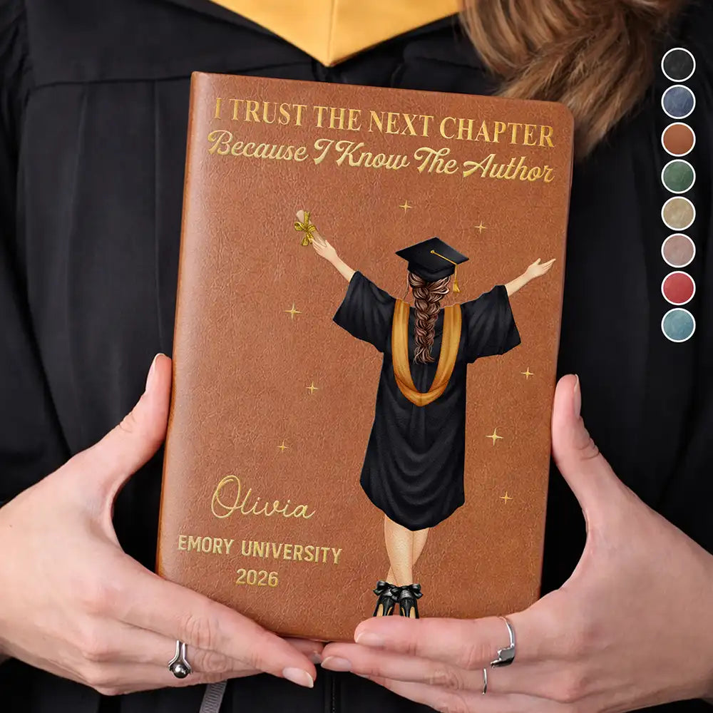 Graduation,Gift For Women,Gift For Men,Happy - Graduation I Trust The Next Chapter - Personalized Leather Journal