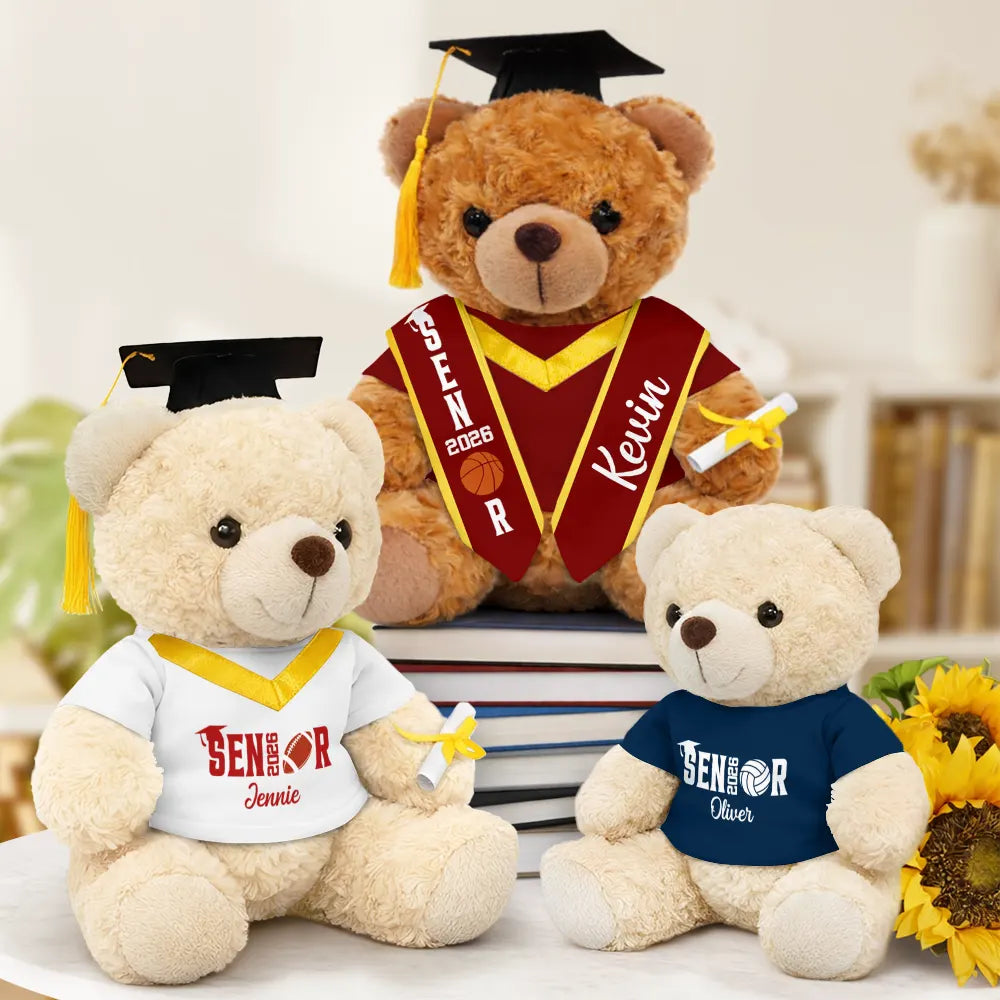 Graduation,Gift For Daughter,Dad - Daughters (Adult),Mom - Daughters (Adult),Happy,Dad - Sons,Gift For Son,Mom - Sons,Basketball - Graduation Sport Senior - Personalized Teddy Bear