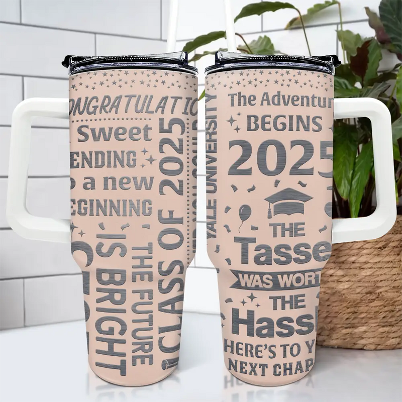 Graduation The Adventure Begins - Personalized 40oz Tumbler With Straw