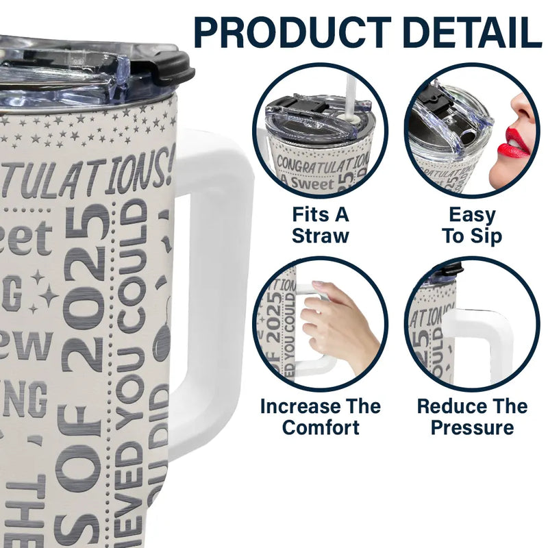 Graduation The Adventure Begins - Personalized 40oz Tumbler With Straw