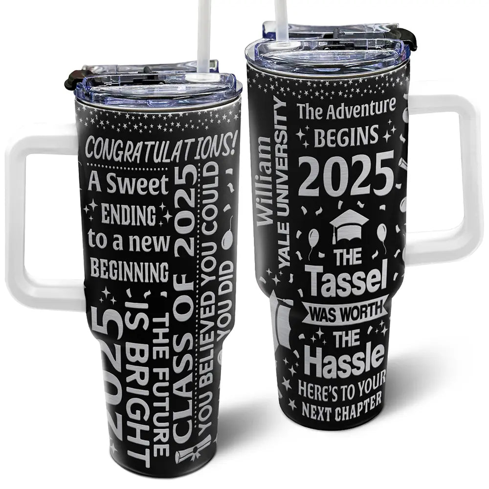 Graduation The Adventure Begins - Personalized 40oz Tumbler With Straw