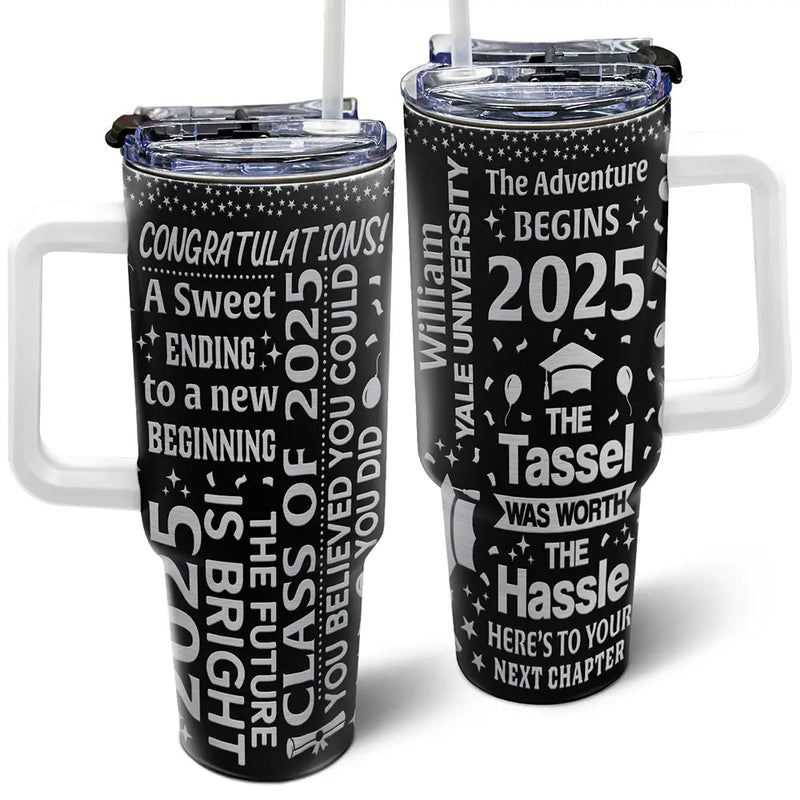 Graduation The Adventure Begins - Personalized 40oz Tumbler With Straw