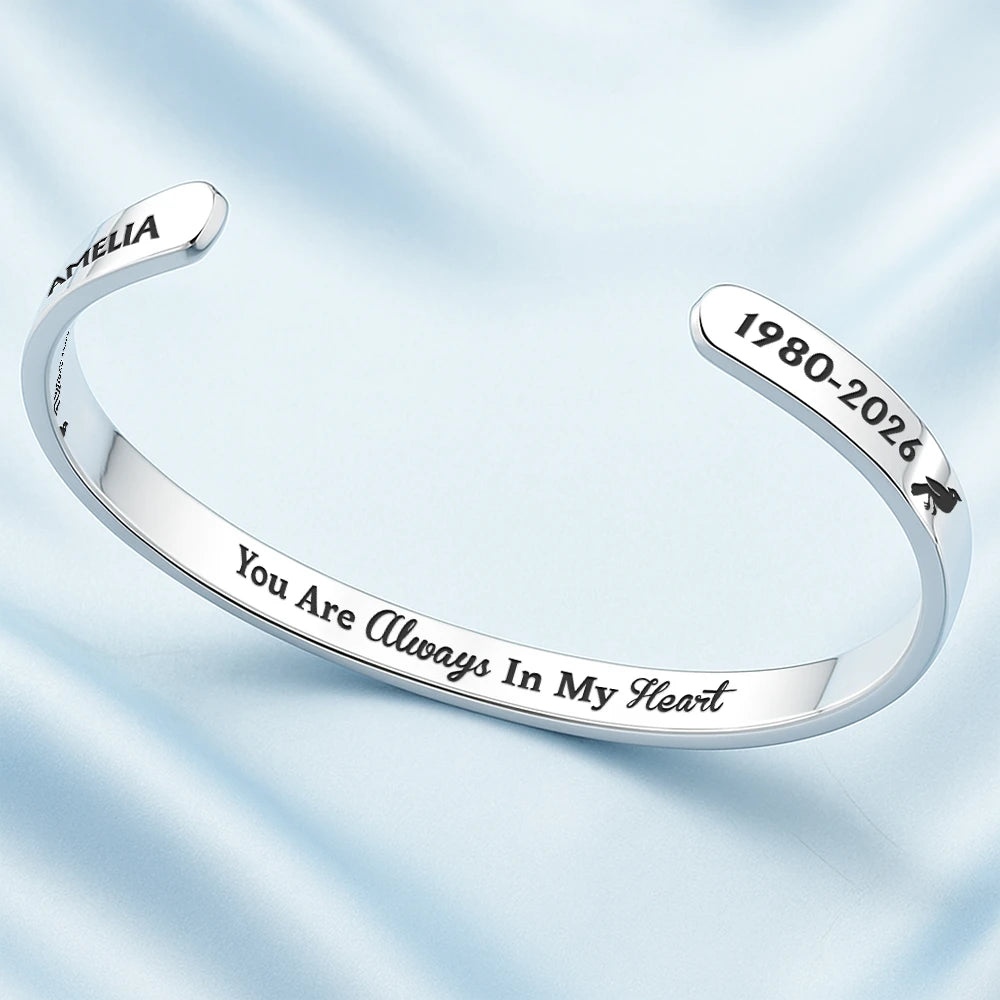 Memorial,Graduation,Sad,Gift For Yourself,Family,Icon - Graduation Walking Beside You Memorial - Personalized Bangle Bracelet Cuff