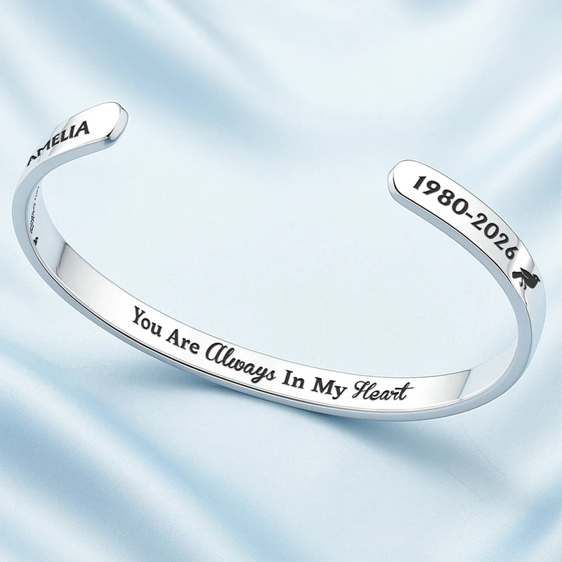 Memorial,Graduation,Sad,Gift For Yourself,Family,Icon - Graduation Walking Beside You Memorial - Personalized Bangle Bracelet Cuff