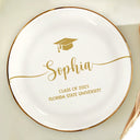 Graduation, Happy, Gift For Yourself - Graduation Your Name School Year - Personalized Round Ring Dish