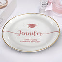 Gift For Yourself,Gift For Women,Gift For Men,Graduation,Happy - Graduation Your Name School Year - Personalised Round Ring Dish