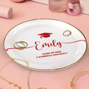 Gift For Yourself,Gift For Women,Gift For Men,Graduation,Happy - Graduation Your Name School Year - Personalised Round Ring Dish