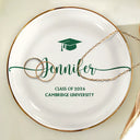 Gift For Yourself,Gift For Women,Gift For Men,Graduation,Happy - Graduation Your Name School Year - Personalised Round Ring Dish