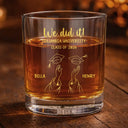 Gift For Bestie,Graduation,Happy,Icon - Graduation Cap Toss Metal Engraved Effect - Personalized Whiskey Glass