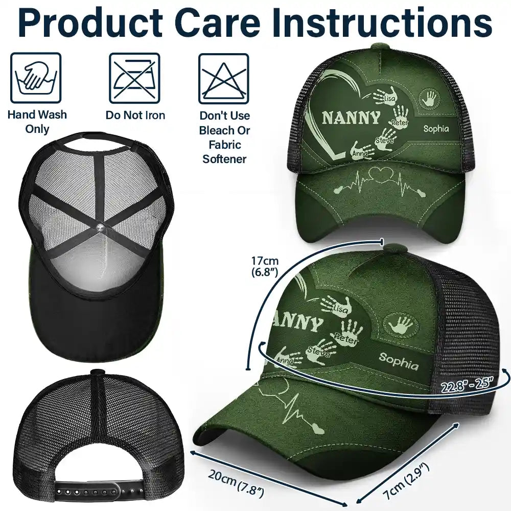 Gift For Father,Gift For Grandpa,Grandpa - Grandkids,Dad - Children,Happy - Grandad Dad Mum Kids Handprints - Personalised Trucker Cap