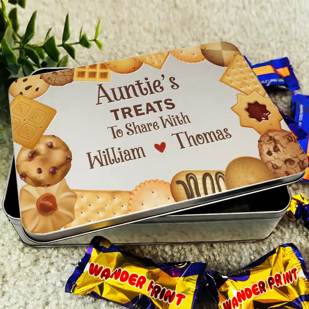 Funny,Gift For Husband,Gift For Grandpa,Gift For Mother,Gift For Father,Gift For Grandma,Gift For Wife - Grandad's Snacks To Share With The Grandkids - Personalized Metal Biscuit Tin