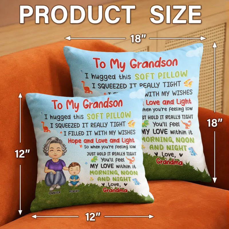 Grandma Mother Hugged This Soft Pillow - Gift For Granddaughter, Grandson, Kids - Personalized Pillow