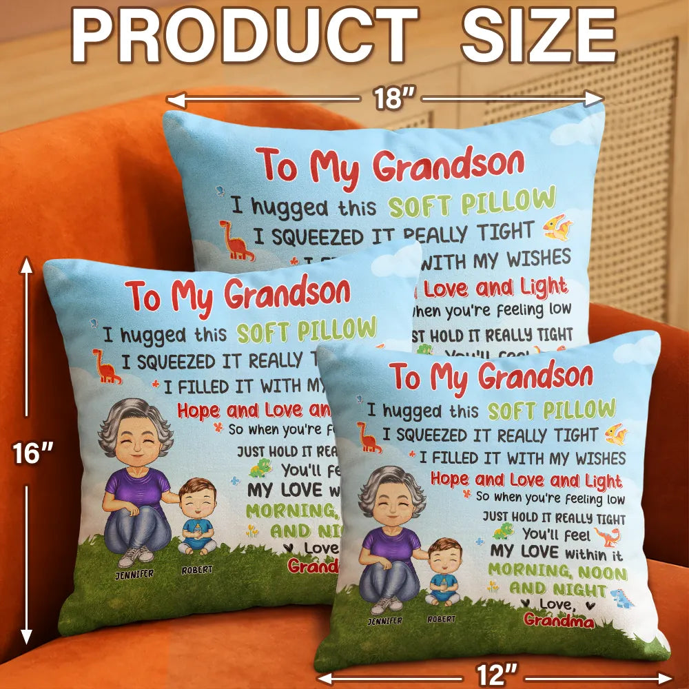 Grandma Mother Hugged This Soft Pillow - Gift For Granddaughter, Grandson, Kids - Personalized Pillow