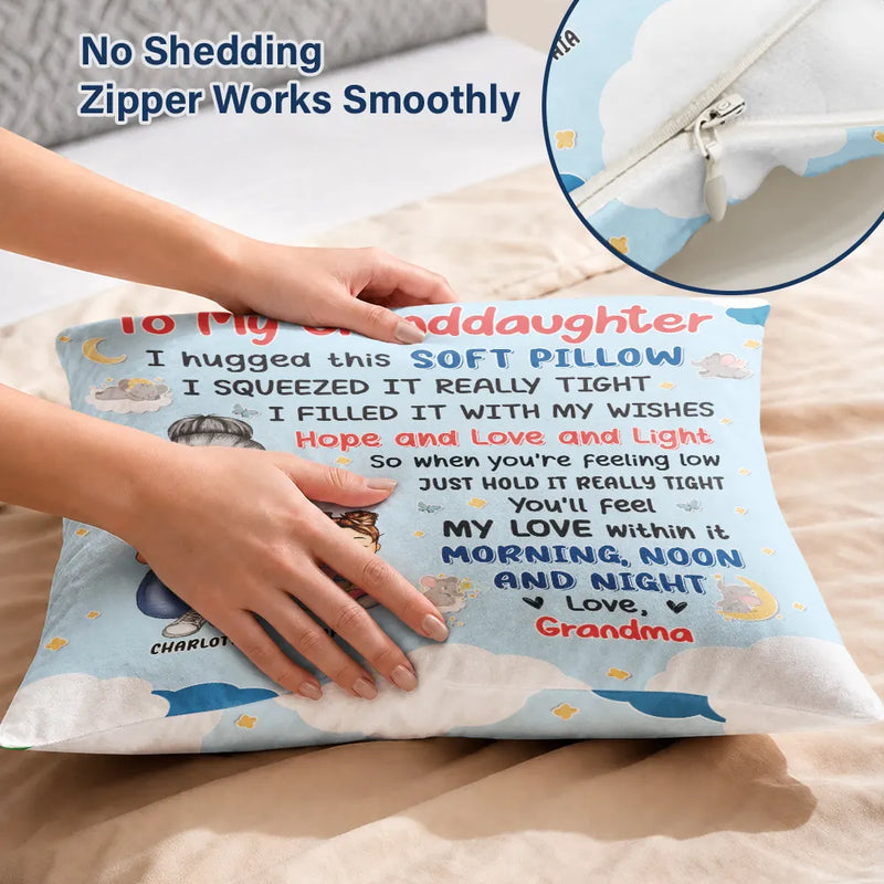 Grandma Mother Hugged This Soft Pillow - Gift For Granddaughter, Grandson, Kids - Personalized Pillow
