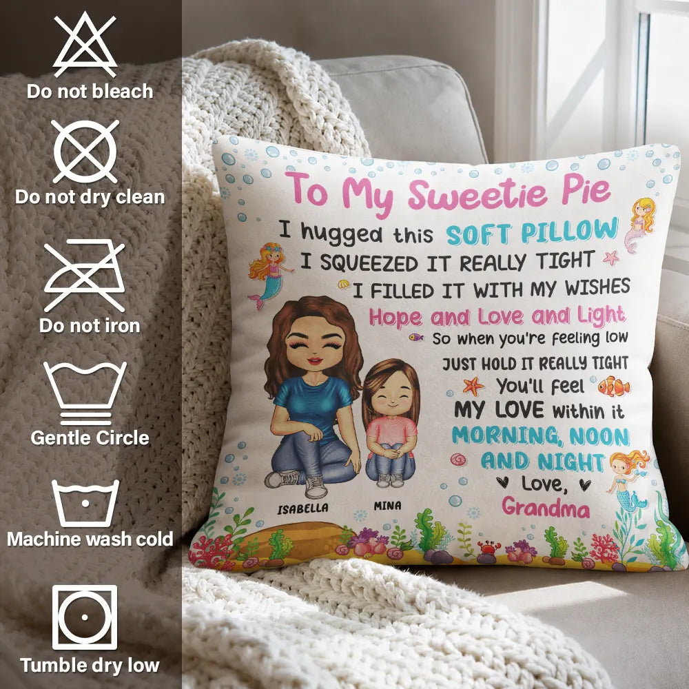 Grandma Mother Hugged This Soft Pillow - Gift For Granddaughter, Grandson, Kids - Personalized Pillow