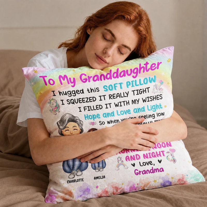 Grandma Mother Hugged This Soft Pillow - Gift For Granddaughter, Grandson, Kids - Personalized Pillow