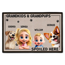 Gift For Grandma, Gift For Grandpa, Gift For Grandparents, Dog Lovers, Cat Lovers, Funny - Grandkids And Grandpups Spoiled Here - Personalized Doormat