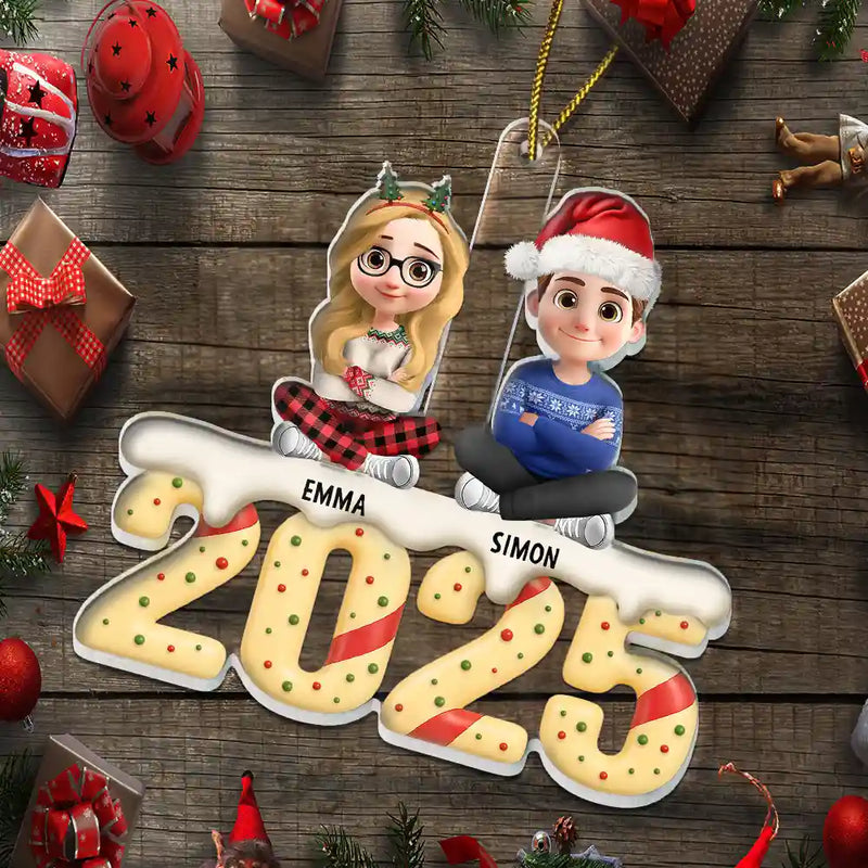 Gift For Grandpa,Gift For Grandma,Gift For Grandparents,Happy,Parents,Christmas - Grandkids Christmas Tree Cake 3D Effect - Personalized Custom Shaped Acrylic Ornament