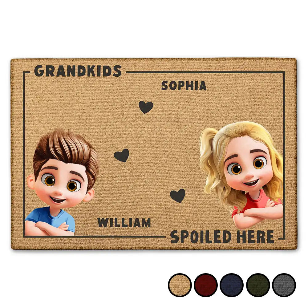 Gift For Grandpa, Gift For Grandma, Gift For Grandparents, Gift For Women, Gift For Men, Top Market, Happy - Grandkids Spoiled Here 3D Effect - Personalized Doormat