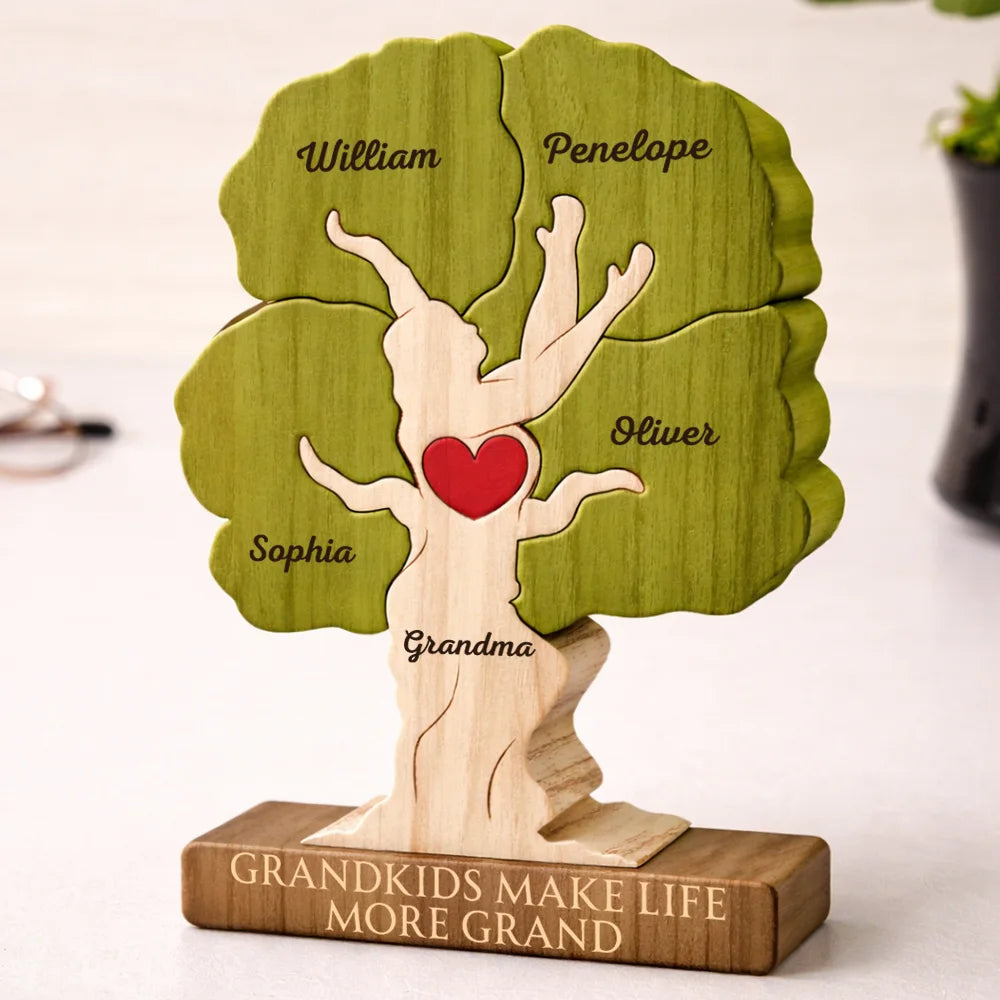 Gift For Grandpa,Gift For Grandma,Love,Gift For Grandkids - Grandkids Make Life Grand - Personalized Custom Shaped Wooden Puzzle