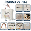 Gift For Women, Happy, Gift For Yourself - Grandma Things Grandma Getaway Bag Wild Flowers - Personalized Leather Handle Tote Bag