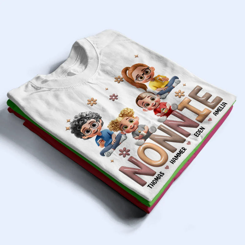 Gift For Mother,Gift For Grandma,Happy,Gift For Wife - Grandma Grandkid Cartoon - Personalized T Shirt