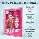 Gift For Grandma,Gift For Mother,Gift For Kids,Gift For Grandkids,Happy - Grandma Grandkids 3D Effect Pink Action Figure - Personalized Custom Shaped Acrylic Plaque