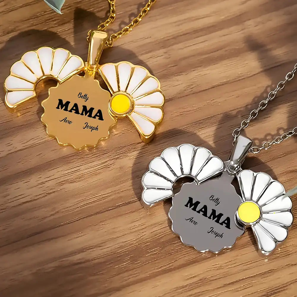 Gift For Grandma,Gift For Mother,Happy - Grandma Grandkids Custom Names And Nicknames - Personalized Engraved Hidden Message Necklace